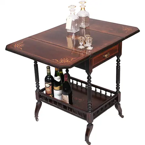 Drankentafel met 2 hangoren en lade rijk en prachtig ingelegd