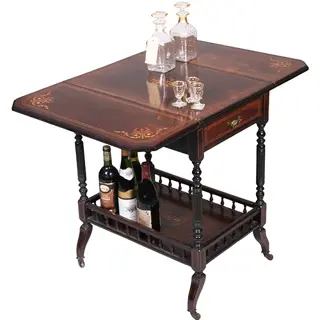 Drankentafel met 2 hangoren en lade rijk en prachtig ingelegd