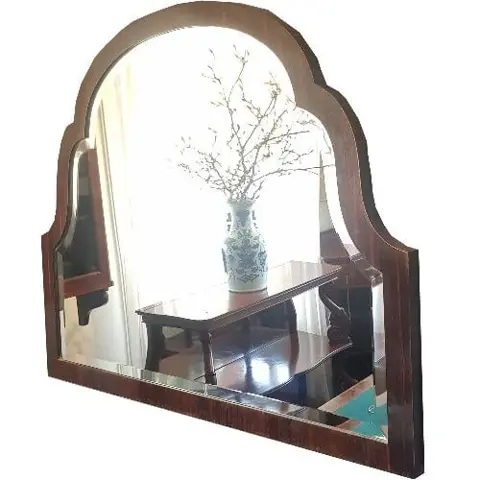 Antieke spiegel / Grote Art Deco palissander wandspiegel ca. 1925 Frankrijk 111 X 85 cm