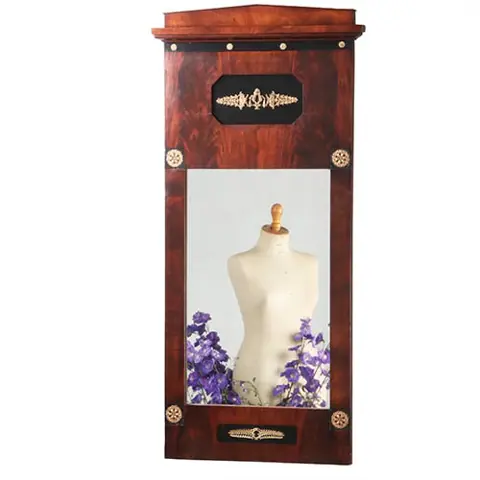 Grote Empire spiegel bloemmahonie met ebbenhout en brons begin 19e eeuw