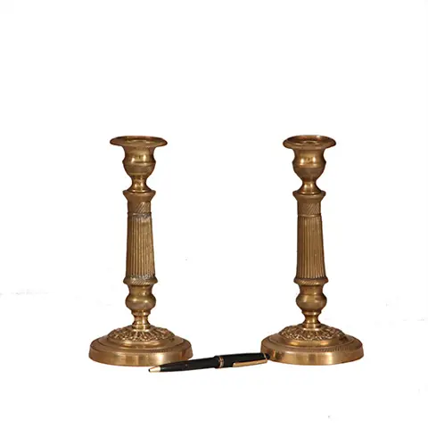 Antieke kandelaren  / Stel van 2 vergulde Franse kandelaren  Charles Dix  ca 1825