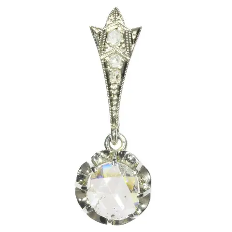 Big Rose Cut Diamond Art Deco Pendant Belle Epoque