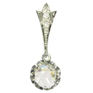 Big Rose Cut Diamond Art Deco Pendant Belle Epoque