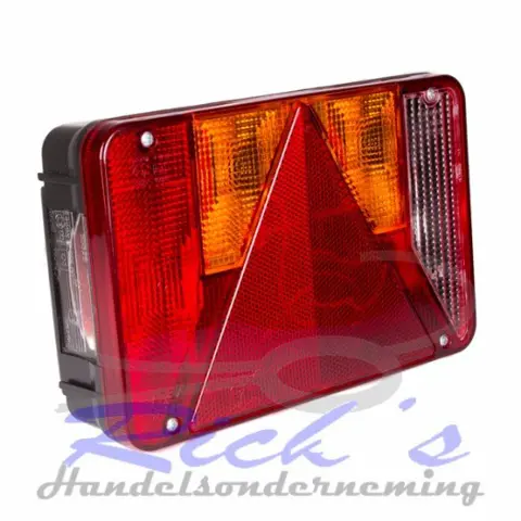 Achterlicht 220 x 140 mm met driehoekreflector en mistlamp
