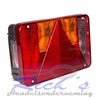 Achterlicht 220 x 140 mm met driehoekreflector en mistlamp