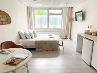 Ruime lichte kamer aan centrumrand met eigen badkamer