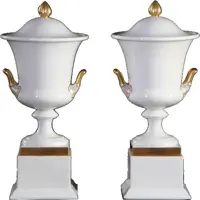 Antiek Varia / Stel van 2 grote deksel coupes wit porselein met goud Rosenthal ca 1910