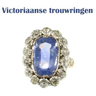 Antieke diamanten trouwring uit de Victoriaanse periode.