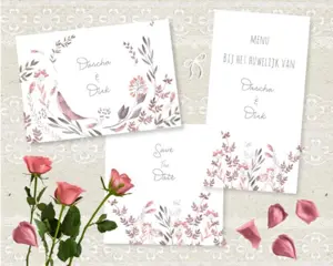 Stijlvolle trouwkaarten,save-the-date, menu etc.