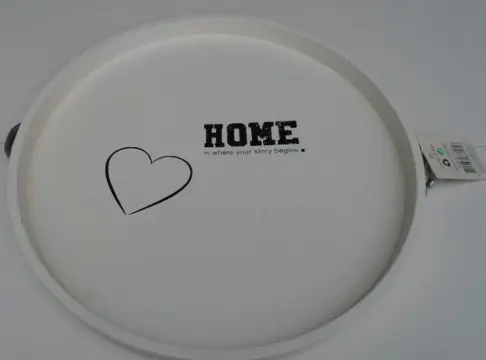 DIENBLAD ROND MDF WIT TEKST HOME NIEUW