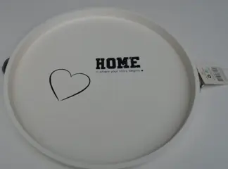 DIENBLAD ROND MDF WIT TEKST HOME NIEUW