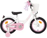 AMIGO Perfect 14 Inch 22 cm Meisjes Terugtraprem Wit/Roze