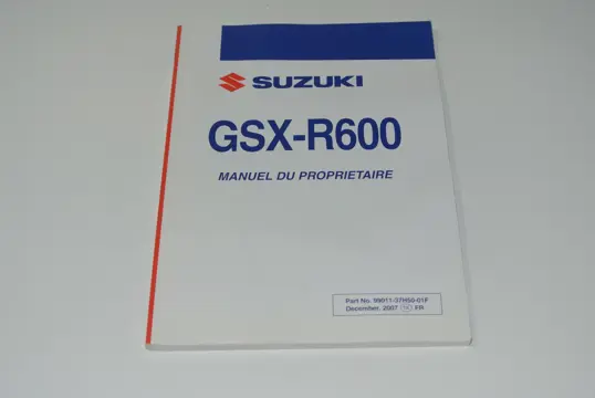 INSTRUCTIEBOEKJE Suzuki GSX R 600 2006 - 2007