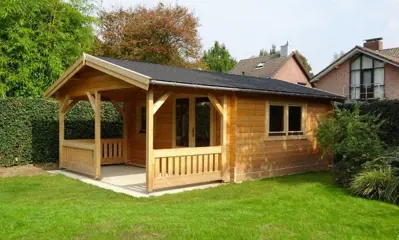 Tuinhuis-Blokhut 4x3+2: 440 x 340 x 265 (h) cm