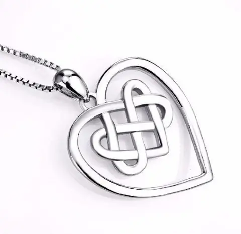 Keltische Hart hanger van zilver aan ketting