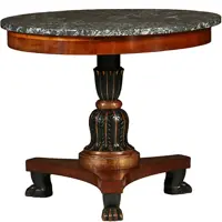 Grote Empire gueridon of bijzettafel met geaderd marmer blad ca 1810