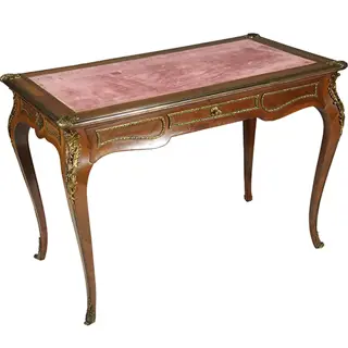 Bureau plat verguld brons en inlegwerk gesigneerd Auguste Chevrie gemerkt