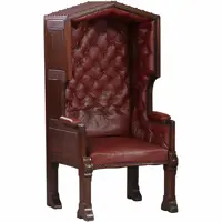 Porters Chair / Huifzetel 18e eeuws rood bekleed deels gecapitonneerd