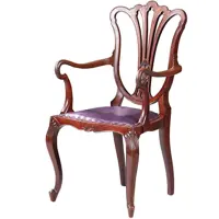 Armstoel bureaustoel in lila rundleer met verbazingwekkend fraai gekrulde armleggers