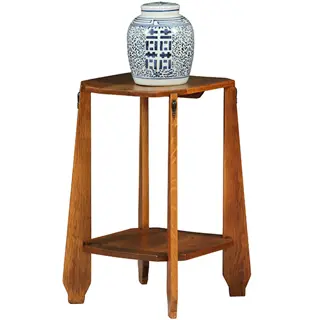 Bijzettafel of wijntafel Amsterdamse school ca 1910 blond eiken met ebbenhout