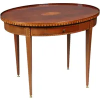 Mahonie Louis Seize stijl theetafel ca 1910 eeuw ingelegd met satijn, hulst en noten