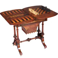 Victoriaanse speeltafel schaaktafel wortelnoten en ebben ca 1870