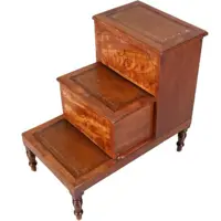 Antiek Varia / Bibliotheektrapje in mahonie ca. 1830 met 2 compartimenten en 3 X bruin leer