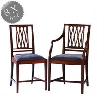 Stel van 8 antieke stoelen ca 1890 2 met armleuningen incl. herstoffering naar wens