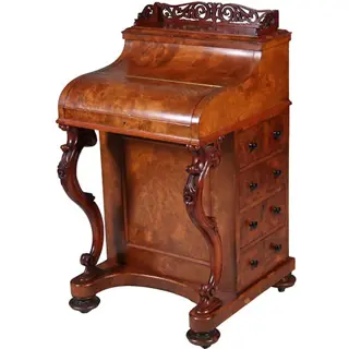 Davenport in wortelnoten met geheim pop-up-vak ca 1870