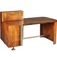 Wat een uitzonderlijk fraai art deco bureau ca 1920 in o.a. wortelnoten, palissander en chroom