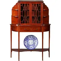 Antieke kast / Maple &amp; Co Salonkast / vitrinekast ca. 1870 mahonie met inleg