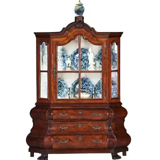 Miniatuur of meesterstuk van een "18e eeuwse wortelnoten porseleinkast"  ca 1885