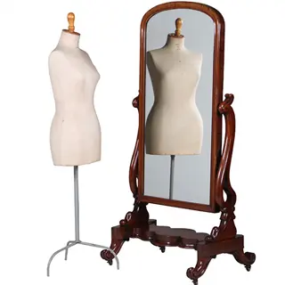 Luxe kantelbare passpiegel uit de Victoriaanse tijd in mahonie met authentiek glas