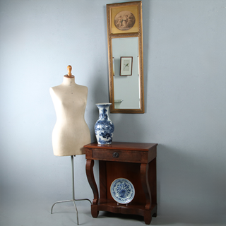 Smalle Hollandse schouwspiegel met romantische prent