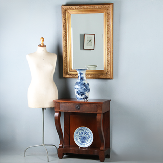 Vergulde ornamentlijst rechthoekig met facet geslepen spiegel ca 1900