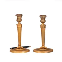 Antieke kandelaren  / Stel van 2 vergulde Franse kandelaren empire ca 1810