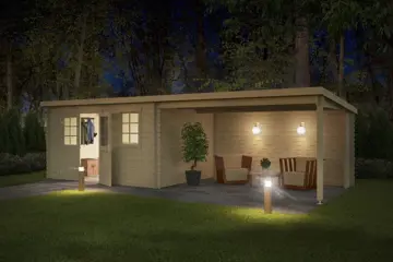 Blokhut met overkapping Aida 760x275 Onbehandeld vuren