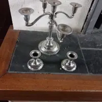 Verzilverde kaarsen kandelaar , set
