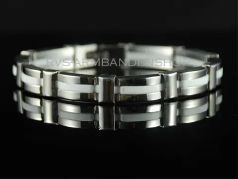 Rvs armbanden met rood geel paars blauw wit of zwart inlay