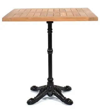 Teakhouten terrastafel vierkant 70x70cm gietijzer onderstel