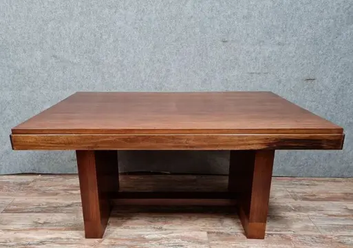 Art Deco periode tafel met mahoniehouten uitbreidingen rond