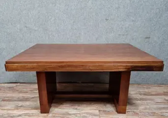 Art Deco periode tafel met mahoniehouten uitbreidingen rond