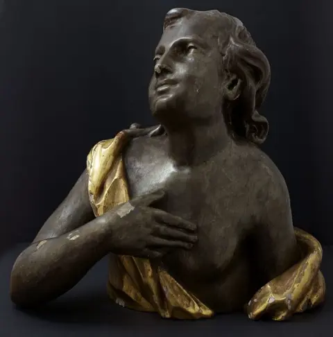 Beeld, Buste, Engel (44 cm.) - Barok - Hout - 18e eeuw