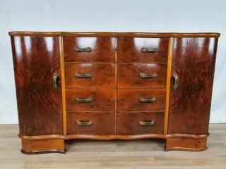 Art Deco dressoir in walnoot en esdoorn