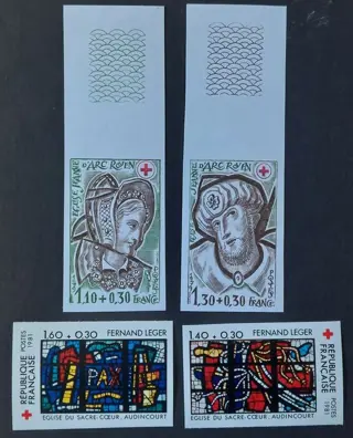 Frankrijk 1979/81 - Selection of 2 Red Cross series, imperforate stamps - Yvert 2070-71 et 2175-76