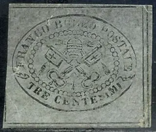Italiaanse oude staten - Pauselijke Staat 1867 - 3 cents grey, imperforated, intact. With certificate. - Sassone N. 15