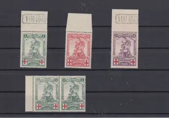 België 1914 - Rode Kruis ‘de Mérode' en 'Albert I - OBP : 126/128 + 126 V 1 in paar