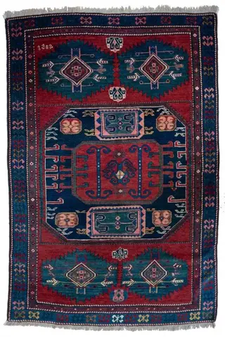 Rare Samukh rug from Azerbaijan dated 1902 - Tapijt - 202