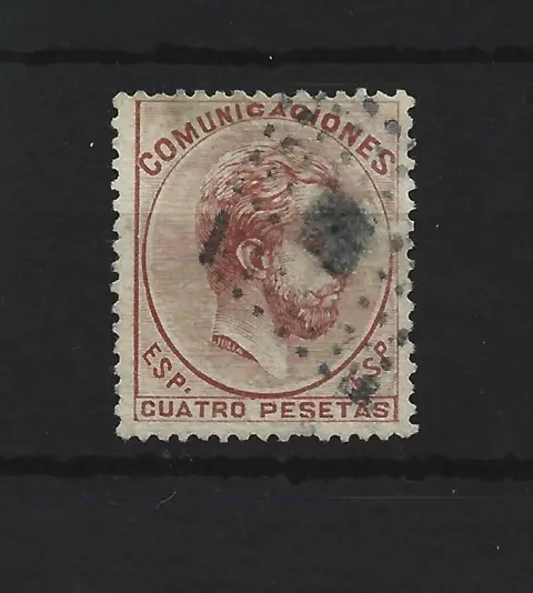 Spanje 1872 - Amadeo I. 4 pesetas red, well centred - Edifil 128
