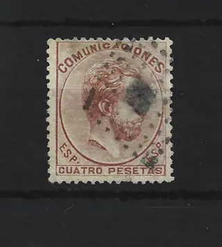 Spanje 1872 - Amadeo I. 4 pesetas red, well centred - Edifil 128